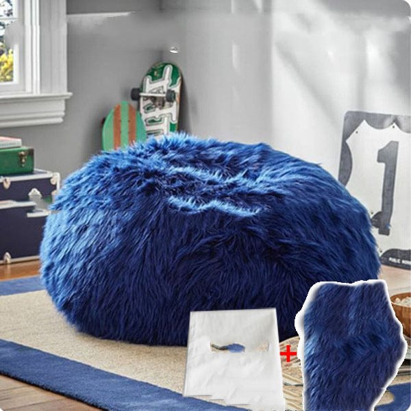 Gadget Gerbil Blue Round Furry Bean Bag Chair