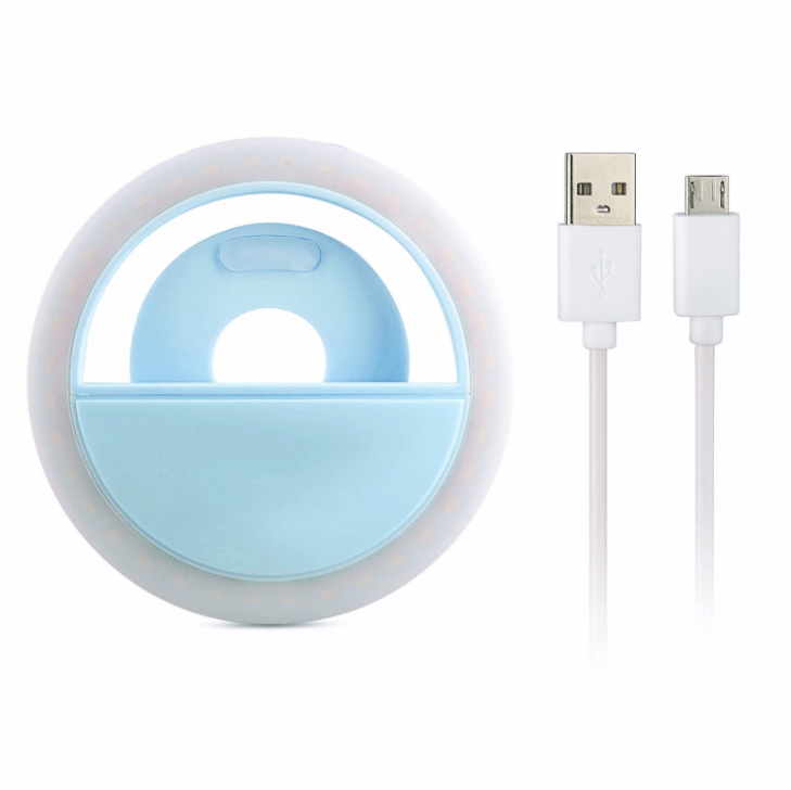 Gadget Gerbil Blue Selfie Ring Light Clip USB Rechargeable