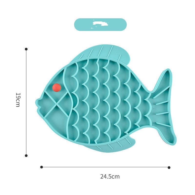 Gadget Gerbil Blue Silicone Fish Shaped Slow Feeder Pet Mat