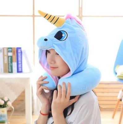 Gadget Gerbil blue Unicorn Neck Pillow Hoodie