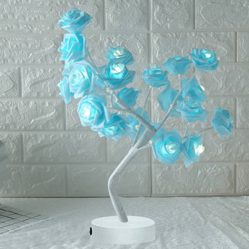 Gadget Gerbil Blue white LED Rose Flower Tree