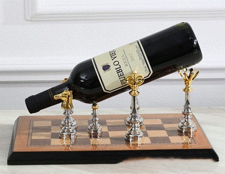 Gadget Gerbil Brown Chess Board Wine Holder