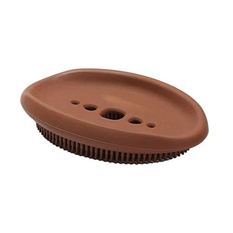 Gadget Gerbil Brown / round Double-Sided Silicone Soap Dish Scrub Holder