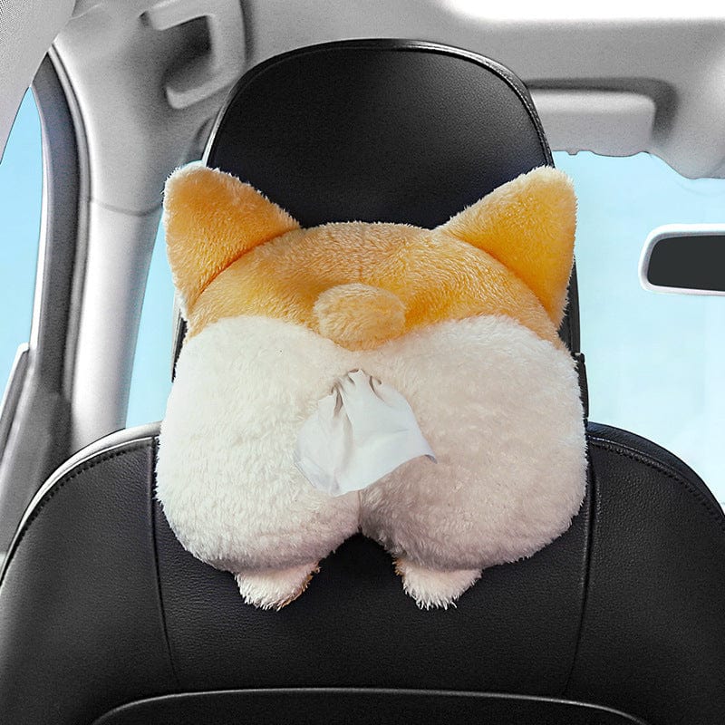 Gadget Gerbil Car Seat Plush Corgi Butt Tissue Holder