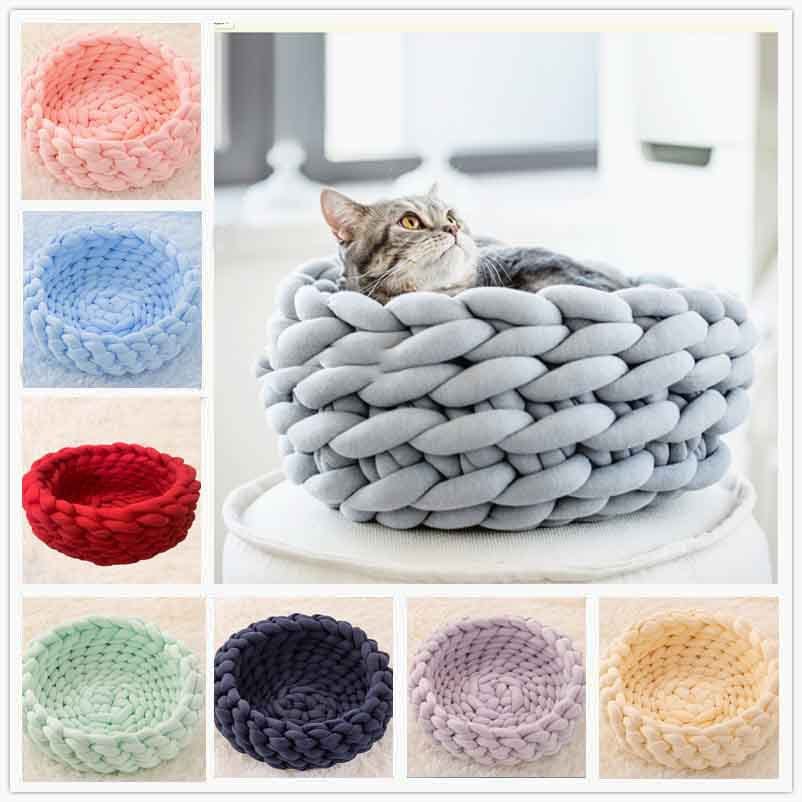 Gadget Gerbil Cat House Cushion Soft Long Plush Warm Pet Mat Cute Kennel Cat Sleeping Basket Bed Round Fluffy Comfortable Touch Pet Products