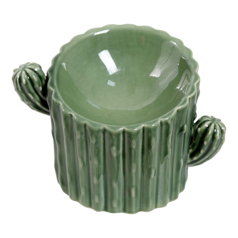 Gadget Gerbil Ceramic Cactus Shaped Cat Food Bowl