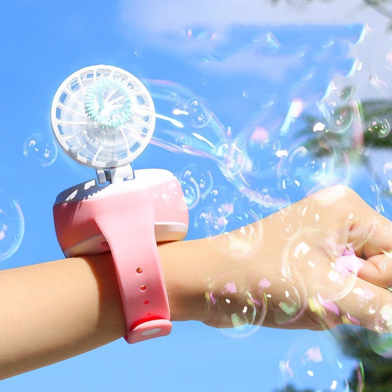 Gadget Gerbil Children's Watch Automatic Bubble Blowing Machine Mini Portable USB Charging Spray Three-speed Watch Fan