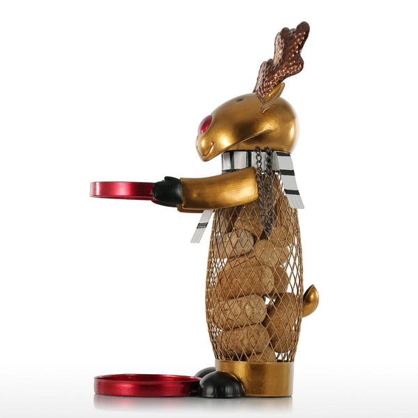 Gadget Gerbil Brown Wrought Iron Wine Rack Christmas Elk Wine Rack Decoration Crafts