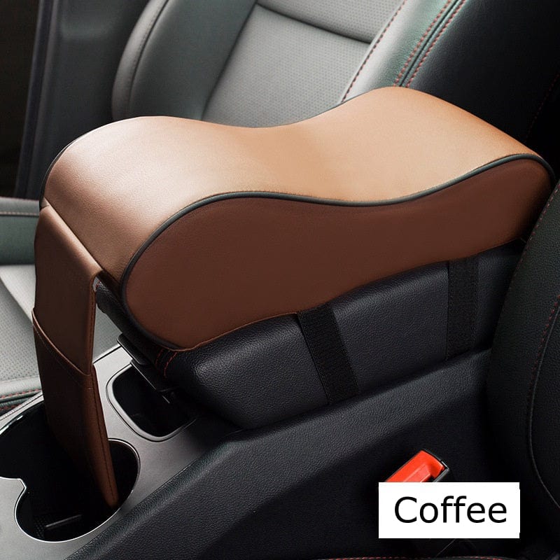 Gadget Gerbil Coffee Leather Memory Foam Car Armrest Cushion