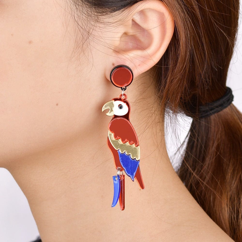 Gadget Gerbil Color Parrot Earrings Organic Acrylic Earrings