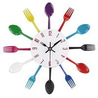 Gadget Gerbil Color Stainless Steel Fork and Spoon Wall Clock