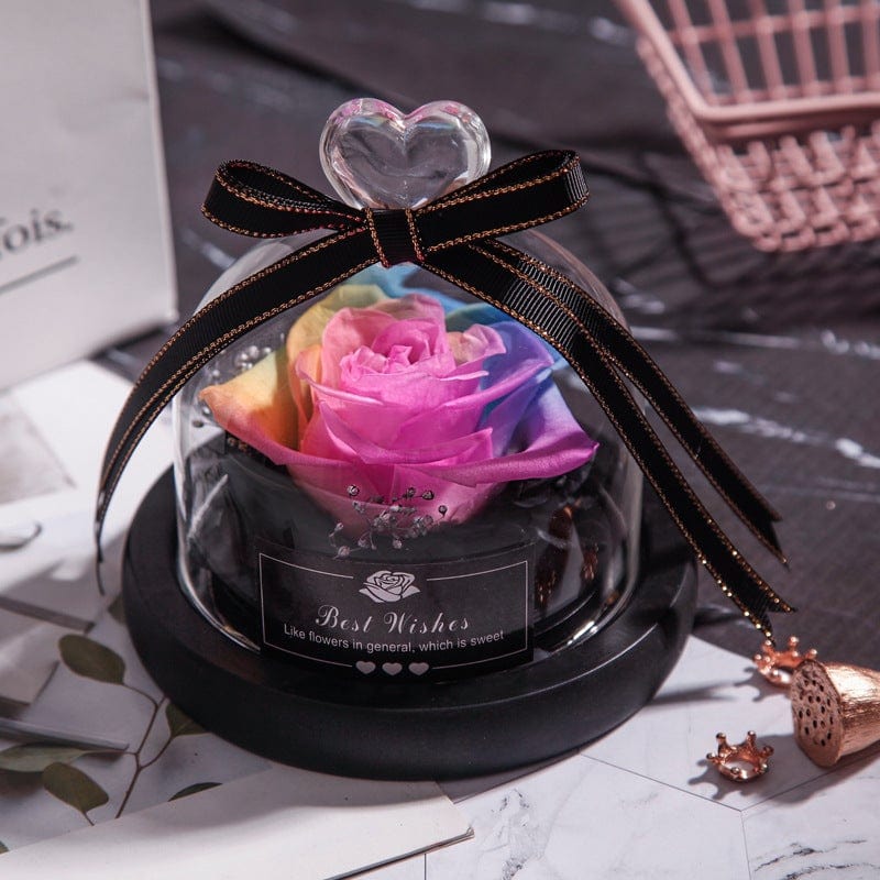 Gadget Gerbil Colorful Valentine's Day Christmas Dried Flowers For Home Decor Wedding Gifts Dried Flowers Eternal Real Rose Home Decor With LED In Glass