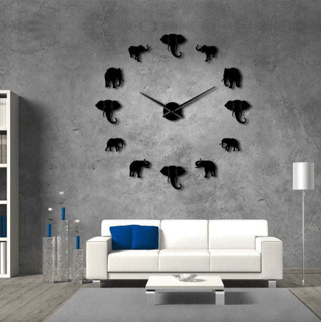 Gadget Gerbil D / Black DIY wall clock living room bedroom creative 3D stereo mute home decoration wall clock
