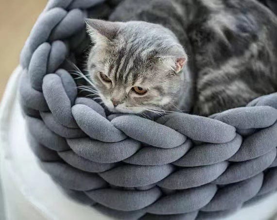 Gadget Gerbil Dark grey / 30cm Cat House Cushion Soft Long Plush Warm Pet Mat Cute Kennel Cat Sleeping Basket Bed Round Fluffy Comfortable Touch Pet Products