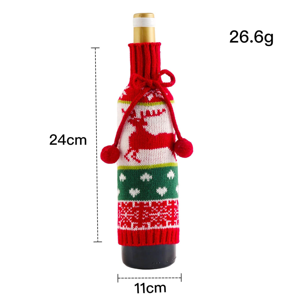 Gadget Gerbil Elk Christmas Knitted Santa Wine Cover
