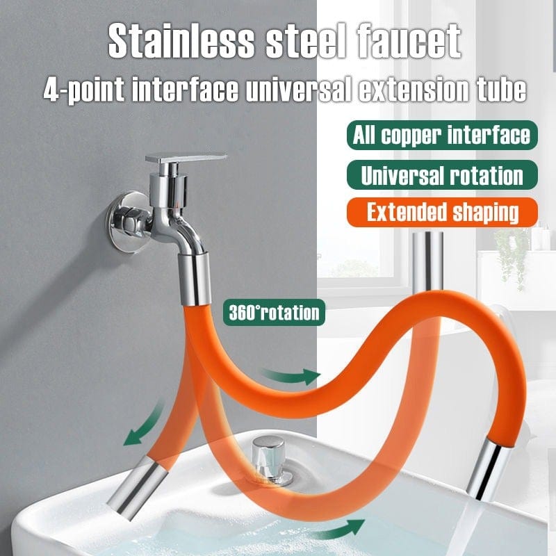 Gadget Gerbil Faucet Extension Extender Bathroom 360 Rotation Adjust Free Bending Faucet Splash-proof Universal Extension Tube For Wash Basin