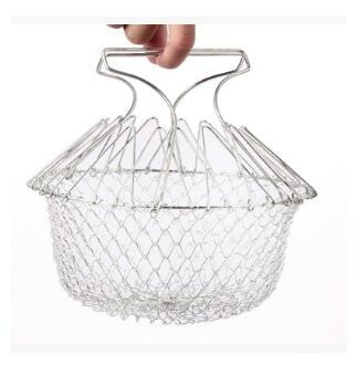 Gadget Gerbil Foldable Stainless Steel Deep Frying Basket Net