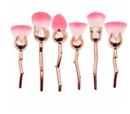 Gadget Gerbil Gold 6pcs Rose Flower Shaped Makeup Brush Set