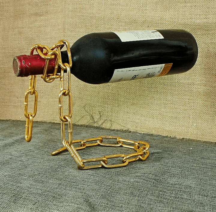 Gadget Gerbil Gold Chain Lasso Wine Bottle Holder
