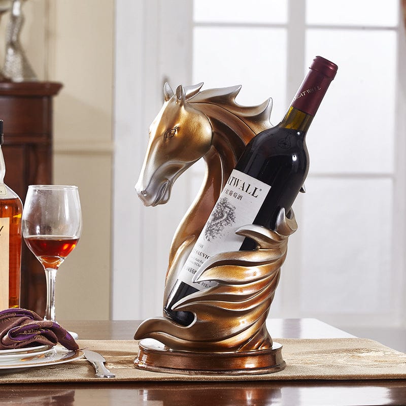 Gadget Gerbil Gold Horse Head Wine Holder