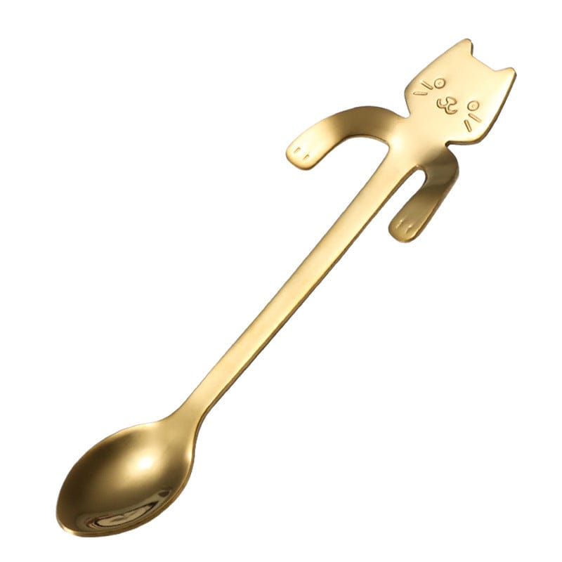 Gadget Gerbil Gold / L Stainless Steel Hanging Cat Coffee Spoon