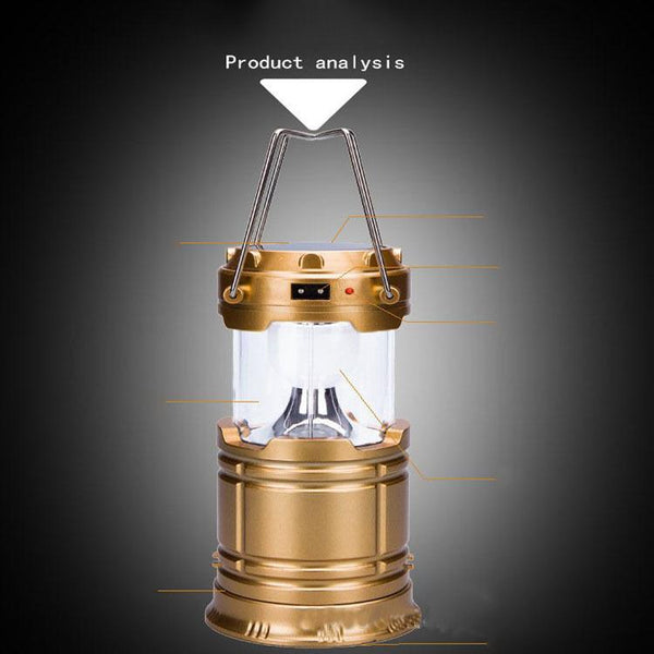 Gadget Gerbil Gold / US Plug LED Rechargable Solar Camping Lantern