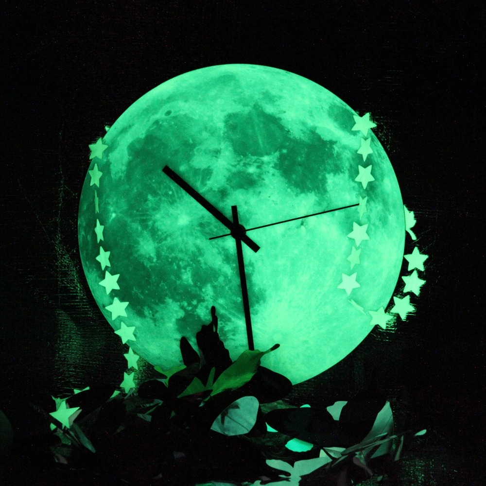 Gadget Gerbil Green 12in Glow In The Dark Moon Wall Clock