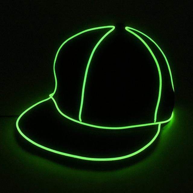 Gadget Gerbil Green / 3V New flat edge EL light hat Men's light baseball cap hiphop street dance tide fluorescent hip hop hat