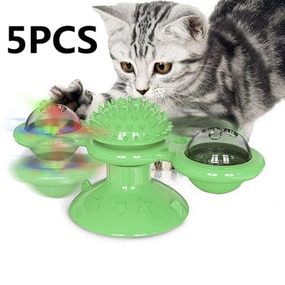 Gadget Gerbil Green 5pcs Cat Turntable Cat Windmill  Glowing Toy