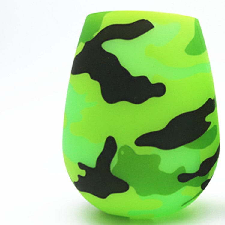 Gadget Gerbil Green camouflage Camo Print Silicone Stemless Wine Glasses