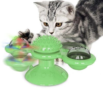 Gadget Gerbil Green Cat Turntable Cat Windmill  Glowing Toy