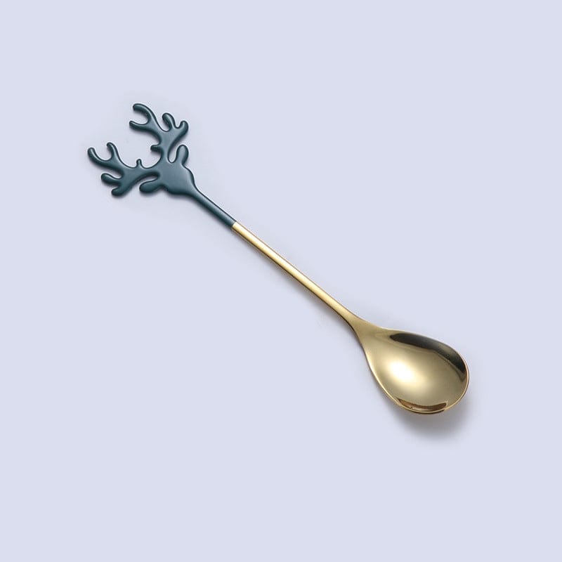 Gadget Gerbil Green Gold Stainless Steel Elk Coffee Spoon