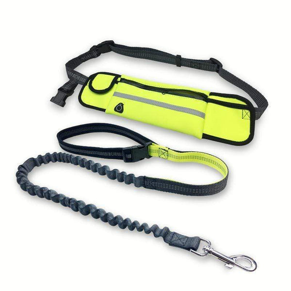 Gadget Gerbil Green Hands-Free Dog Running Leash with Waist Pocket Adjustable Belt Shock Absorbing Bungee