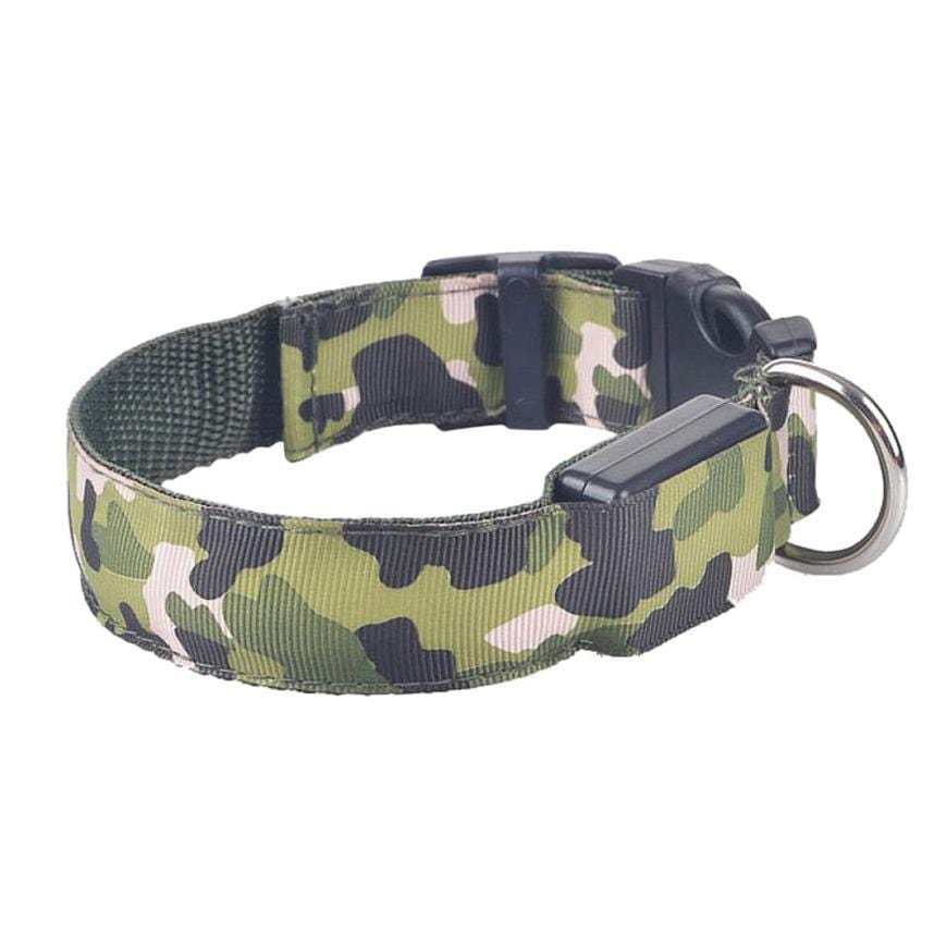 Gadget Gerbil Green / M Camouflage Print LED Dog Collar