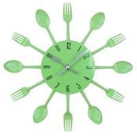 Gadget Gerbil Green Stainless Steel Fork and Spoon Wall Clock