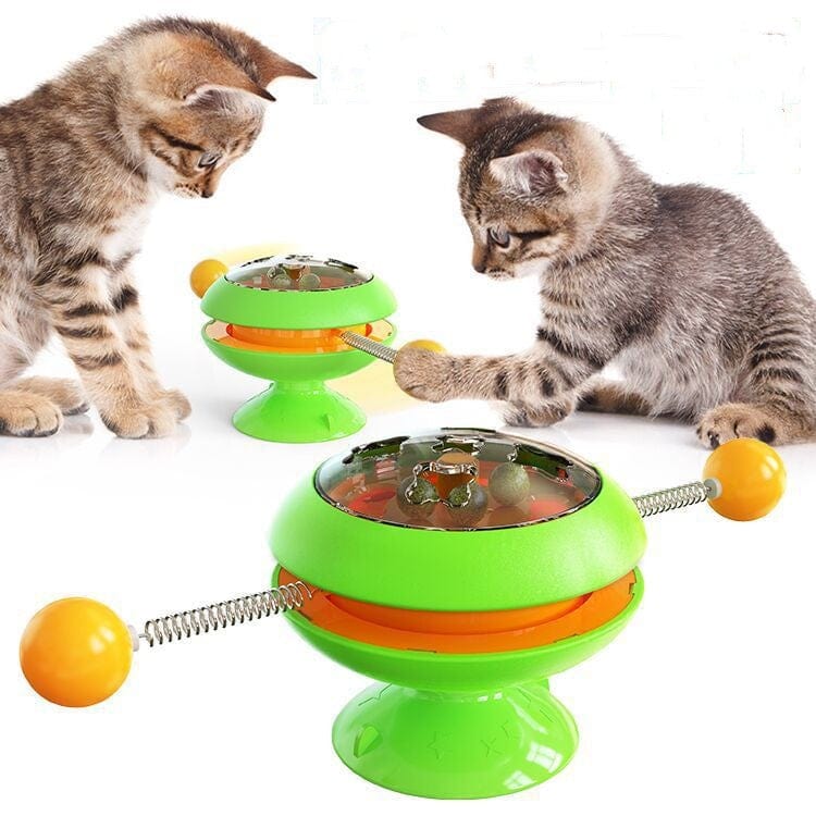 Gadget Gerbil Green Suction Cup Spinning Catnip Toy