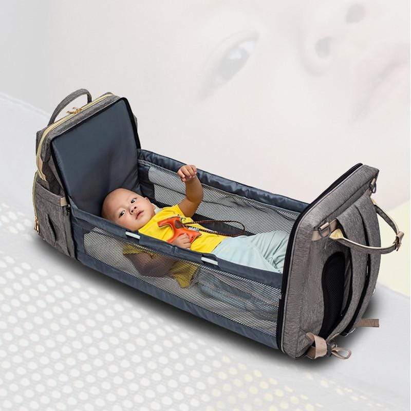 Gadget Gerbil Grey Diaper Backpack With Changing Bed