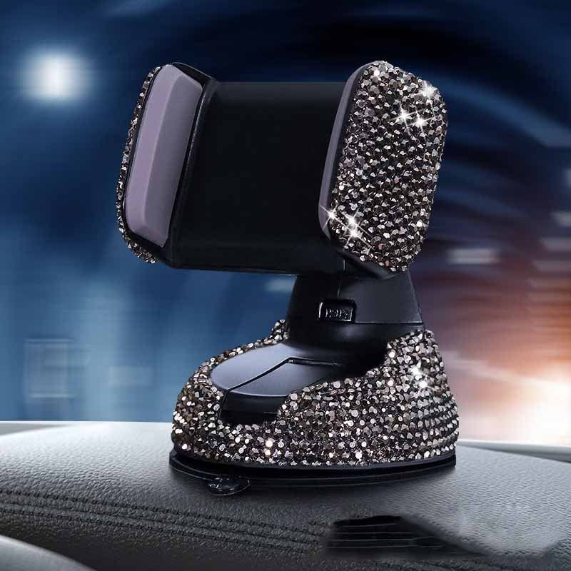 Gadget Gerbil Grey Multifunctional Air Outlet Diamond-encrusted Car Phone Holder