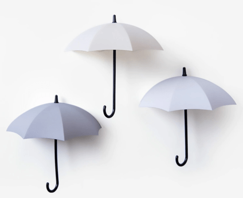 Gadget Gerbil Grey Set Umbrella Wall Hooks (3 Pack)