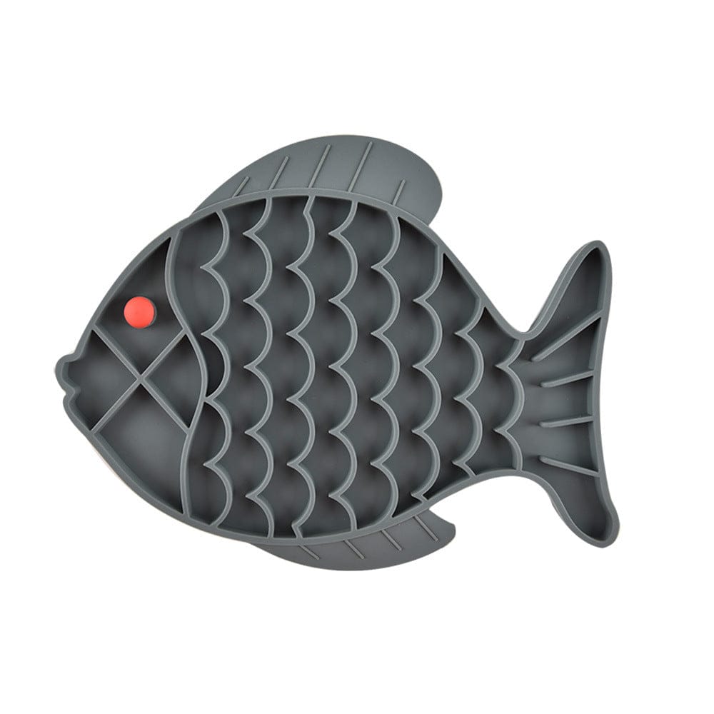 Gadget Gerbil Grey Silicone Fish Shaped Slow Feeder Pet Mat