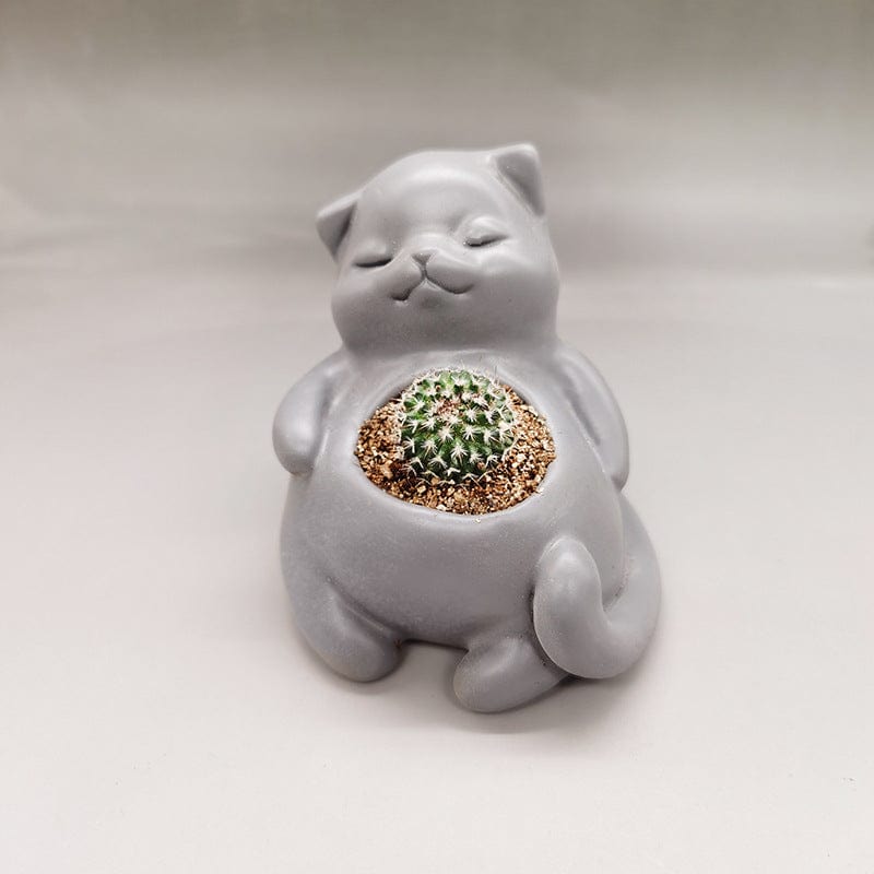 Gadget Gerbil Grey Sleeping Cat Succulent Pot