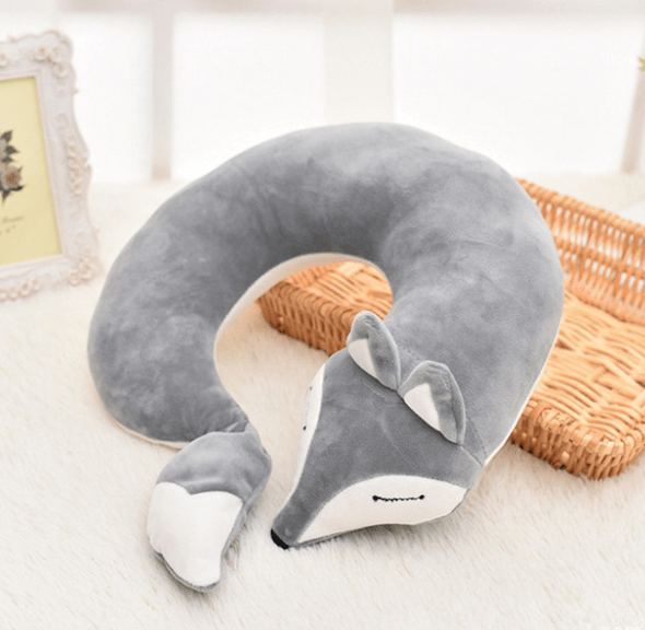 Gadget Gerbil Grey U-Shaped Fox Travel Neck Pillow