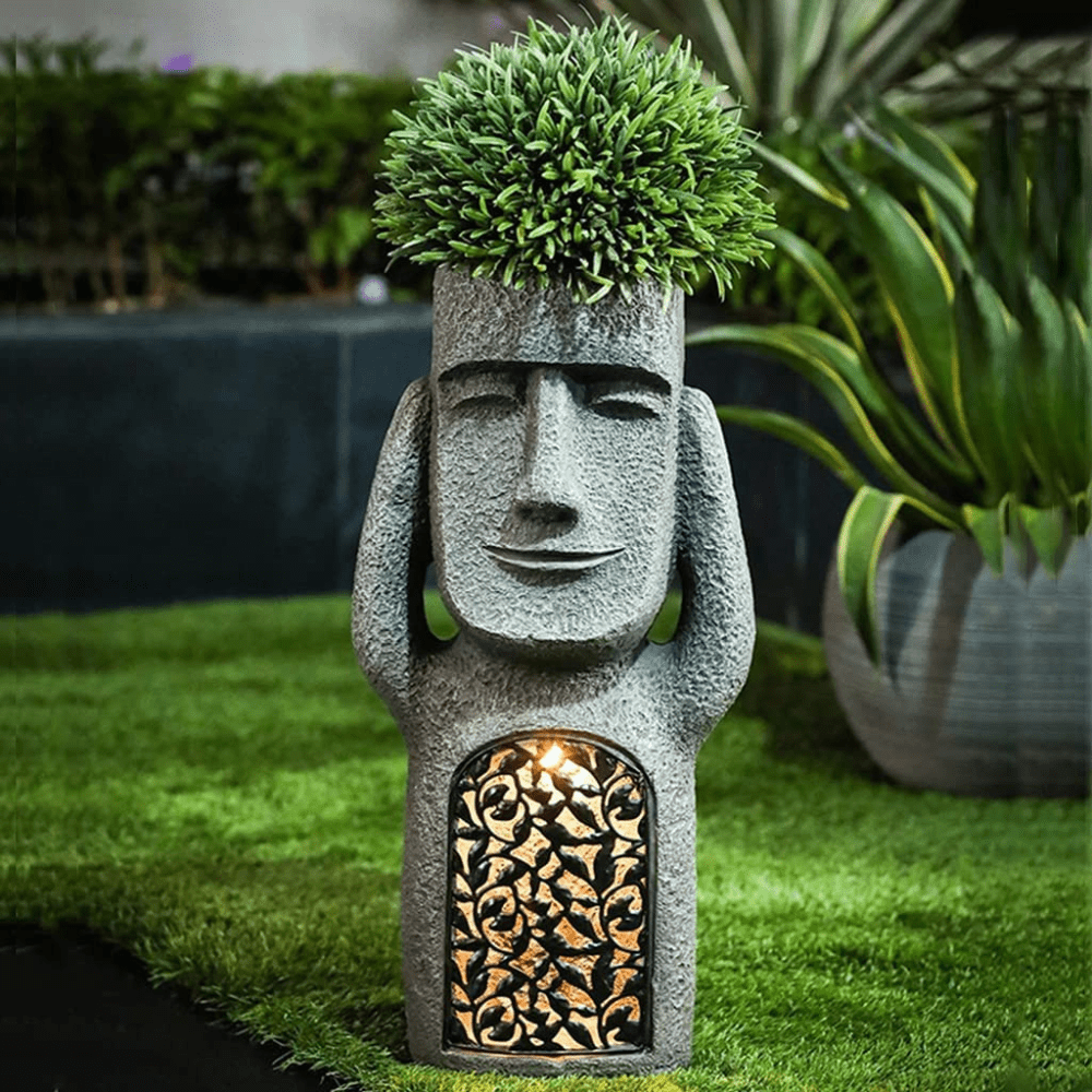 Gadget Gerbil Hear No Evil Easter Island Head Flower Pots