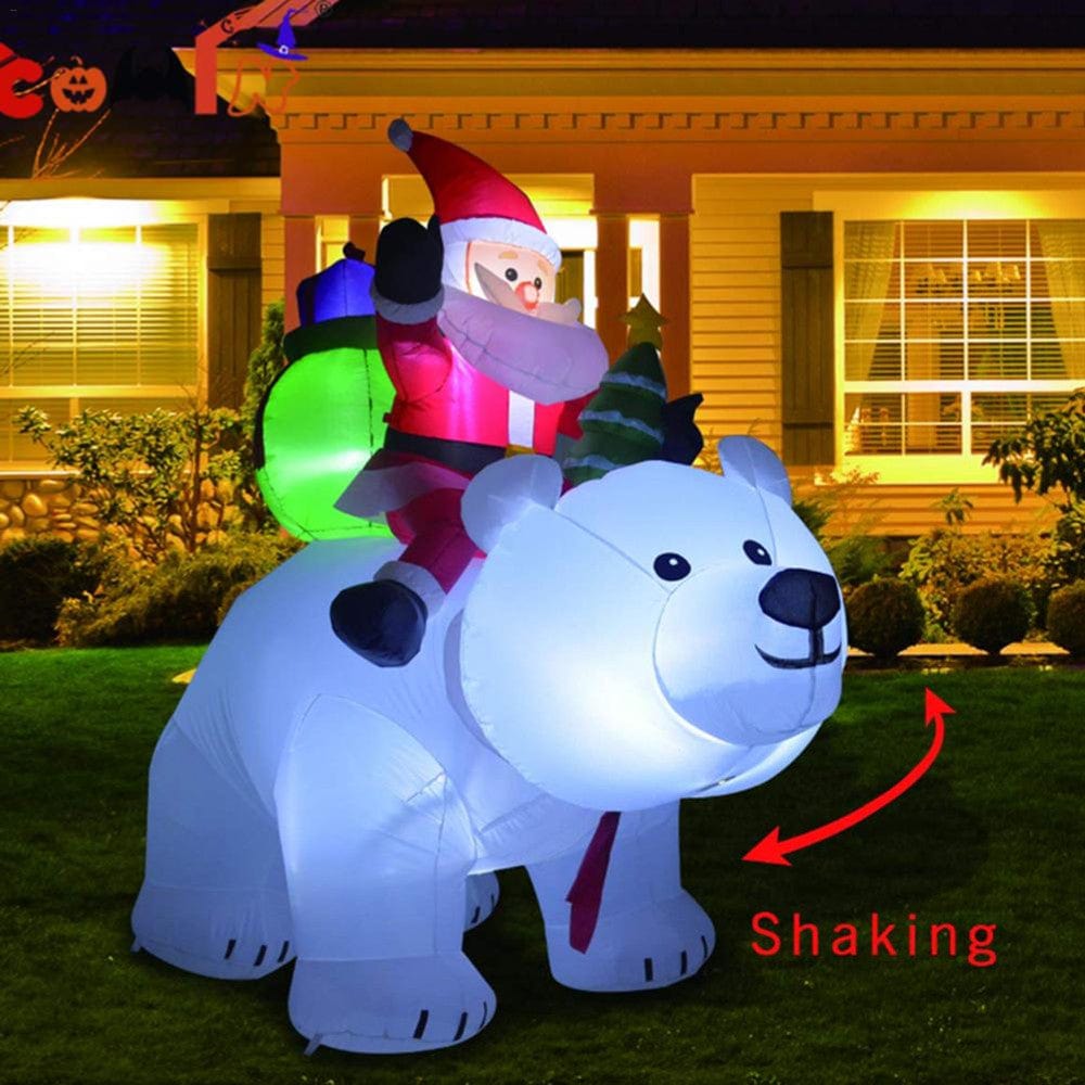 Gadget Gerbil Inflatable Santa Claus Riding Polar Bear