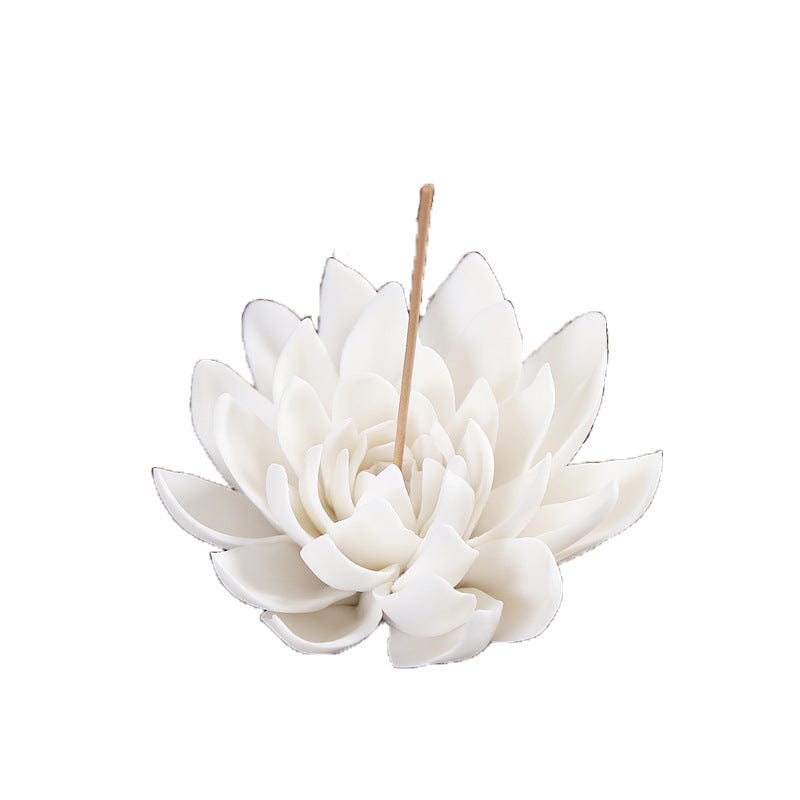 Gadget Gerbil L Ceramic White Lotus Flower Incense Burner