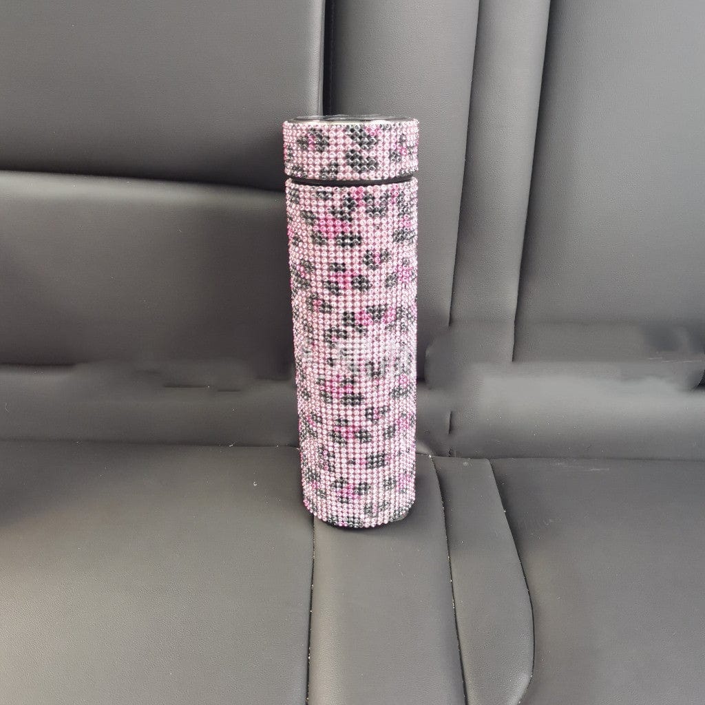 Gadget Gerbil Leopard Print Pink / 500ml Rhinestone Thermos Bottle