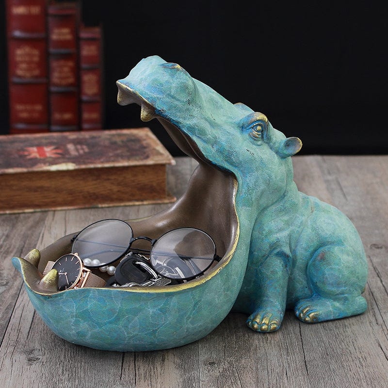 Gadget Gerbil Light Blue Hippo Open Mouth Resin Statue