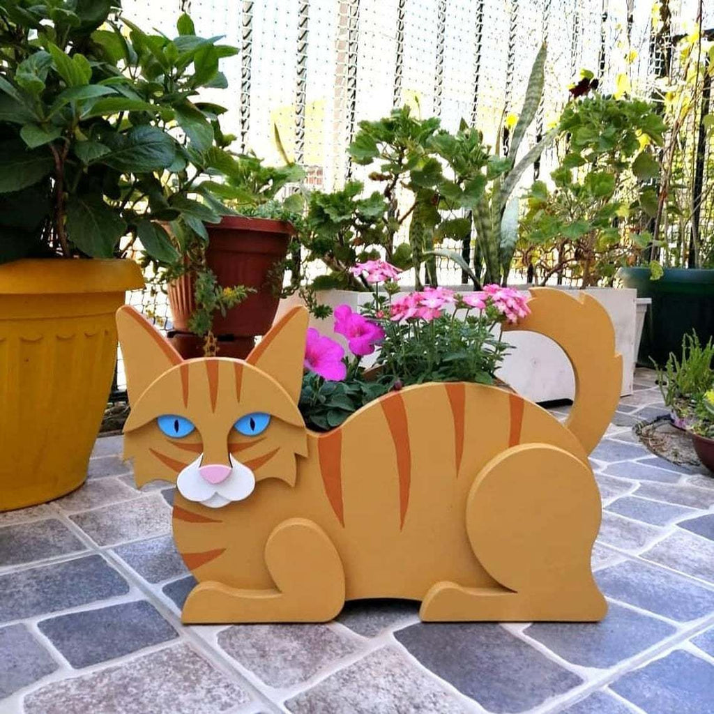 Gadget Gerbil Light Brown Cat Shaped Flower Planter