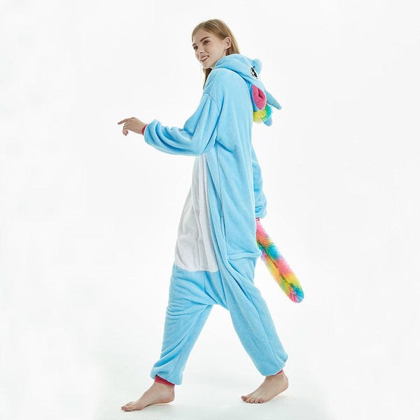 Gadget Gerbil LightBlue / S Adult Blue Unicorn Onesie Pajamas