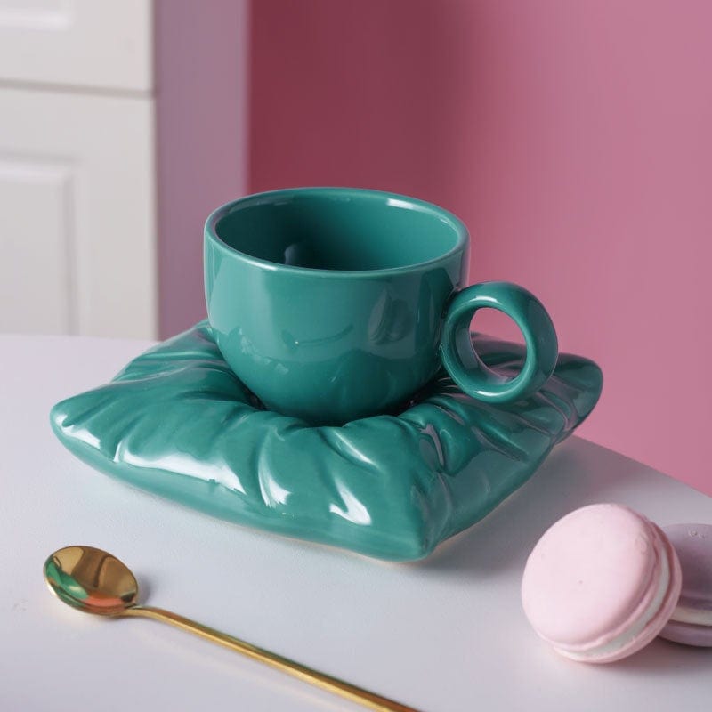 Gadget Gerbil Malachite green Ceramic Cup With Pillow Coaster